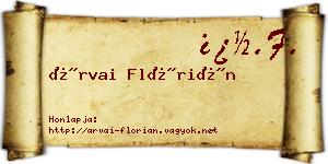 Árvai Flórián névjegykártya